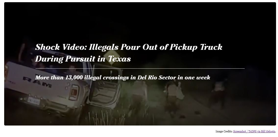 Shock Video: Illegals Pour Out of Pickup Truck During Pursuit in Texas